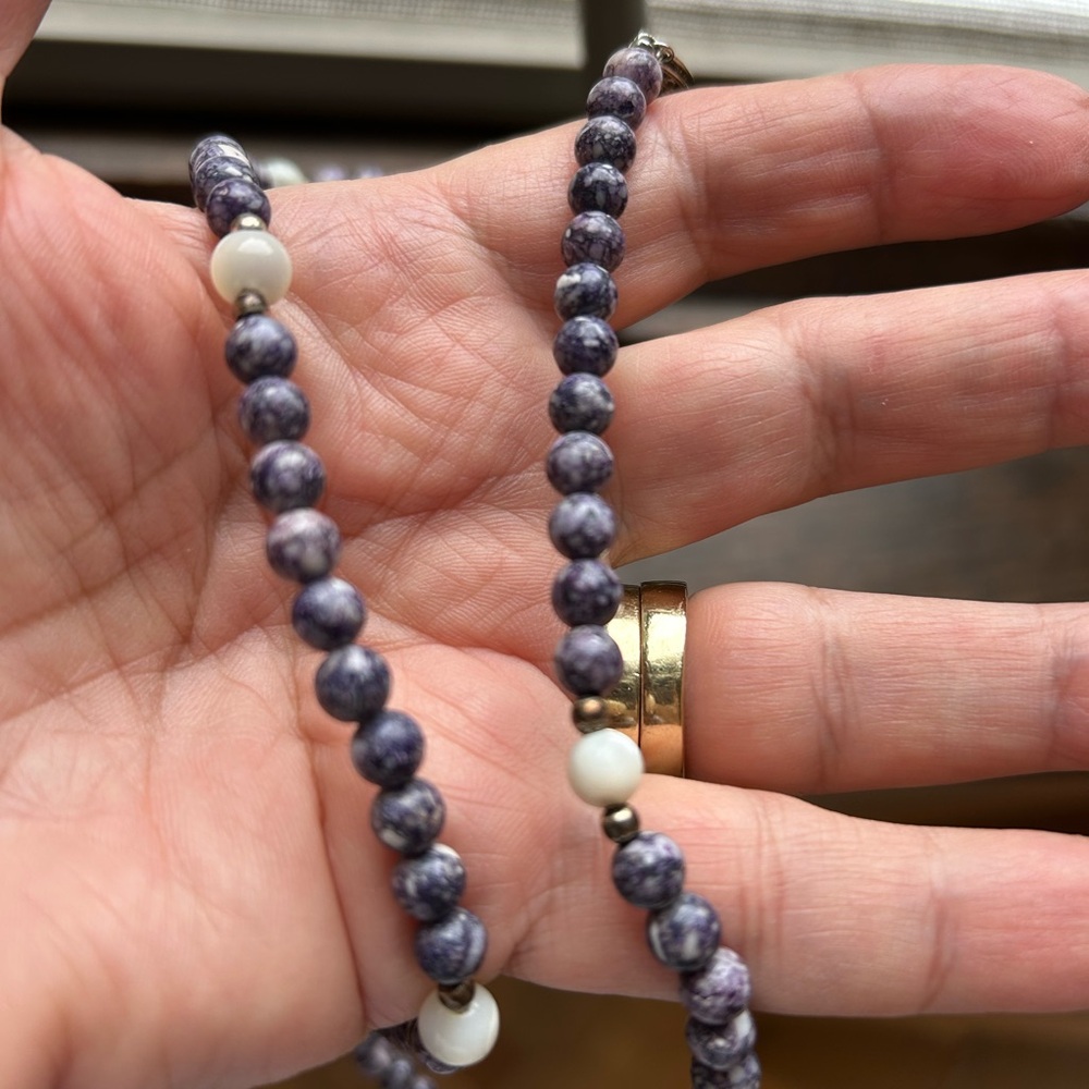 Vintage Tiffany Stone Beaded Utah Stone/Rare Healing Necklace Sterling Silver - Picture 11 of 16